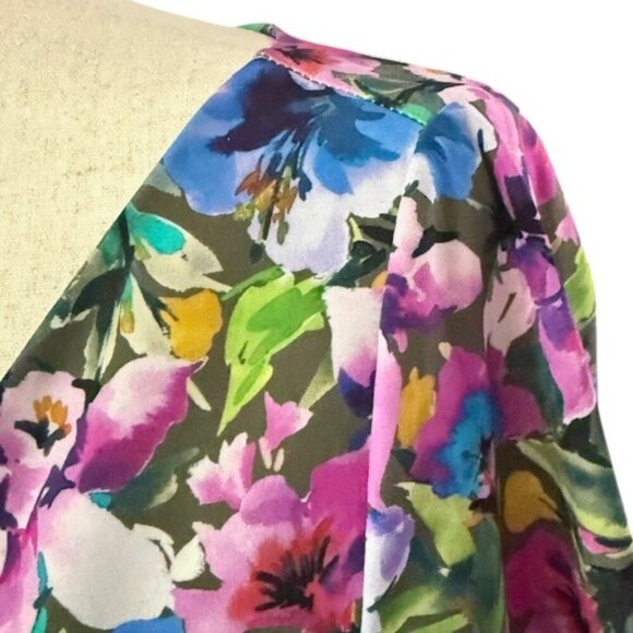 Chiara Boni La Petite Robe Italy Cocktail Dress 3/4-Sleeve Ruched Floral 40/4 Sm - Picture 7 of 16